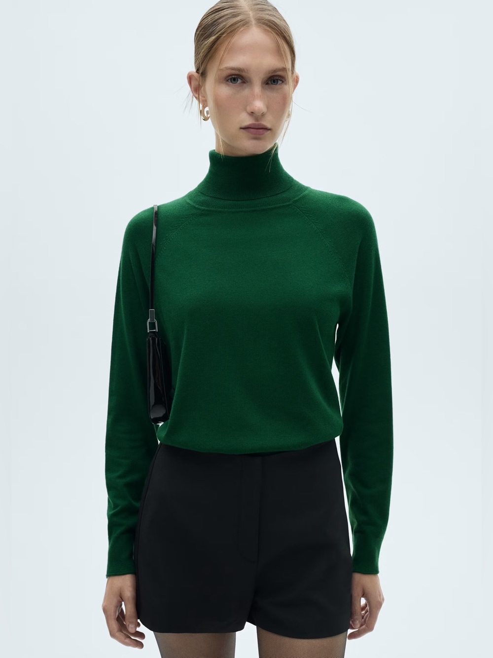 Mango Green fine-knit turtleneck sweater NWT